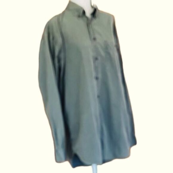 TIMBERLAND olive green 100% cotton button front shirt, size M. - Picture 4 of 5
